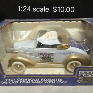 Nascar Brickyard 400 Die-Cast Car Bank - Gold and White